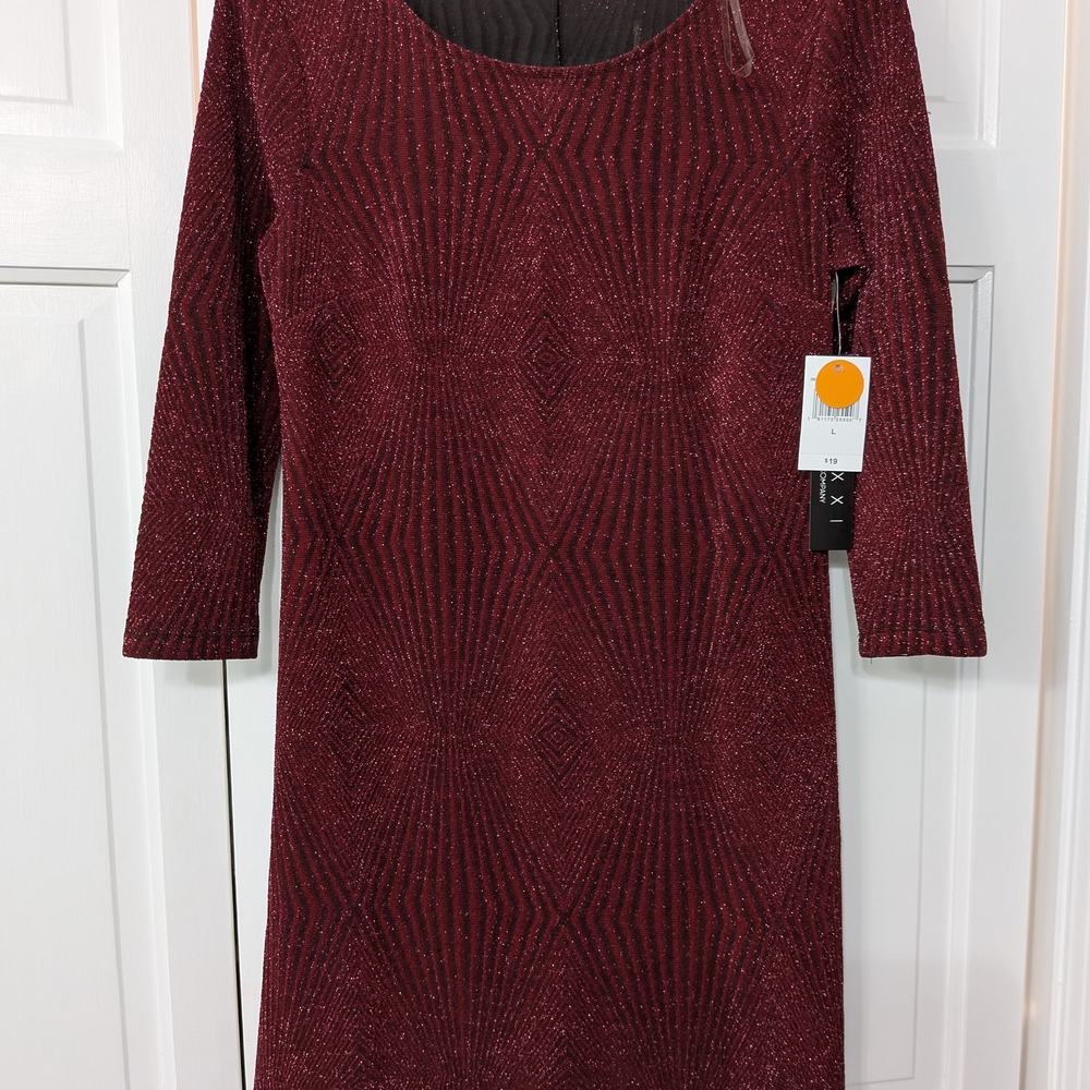 Trixxi Sparkling Maroon Long Sleeve Dress